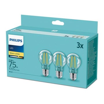 3er-Set Vintage-LED-Lampen Philips E27/8,5W/230V 2700K