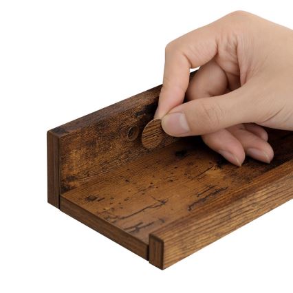 3er-Set Wandregal SHELFY 38x5x10 cm, braun