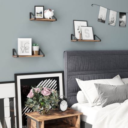 3er-Set Wandregale SHELFY, Braun/Schwarz