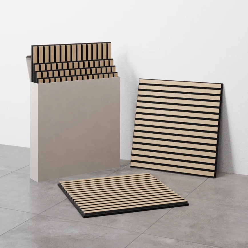 4er-Set Akustik-Wandpaneele DANVIKEN 60x60 cm Eiche