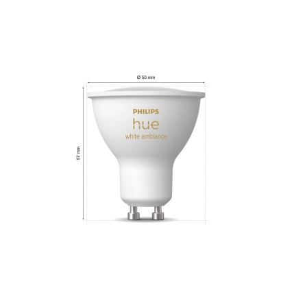 4er-Set dimmbarer LED-Leuchtmittel Philips Hue WHITE AMBIANCE GU10, 4,2 W, 230 V, 2200–6500 K