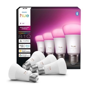 4er-Set dimmbare LED-Lampe Philips Hue WHITE AND COLOR AMBIANCE E27/6W/230V 1000-20000K
