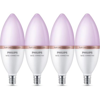 Set 4x dimmbare Philips SMART C37 LED-RGB-Leuchtmittel E14/5W/230V 2200-6500K
