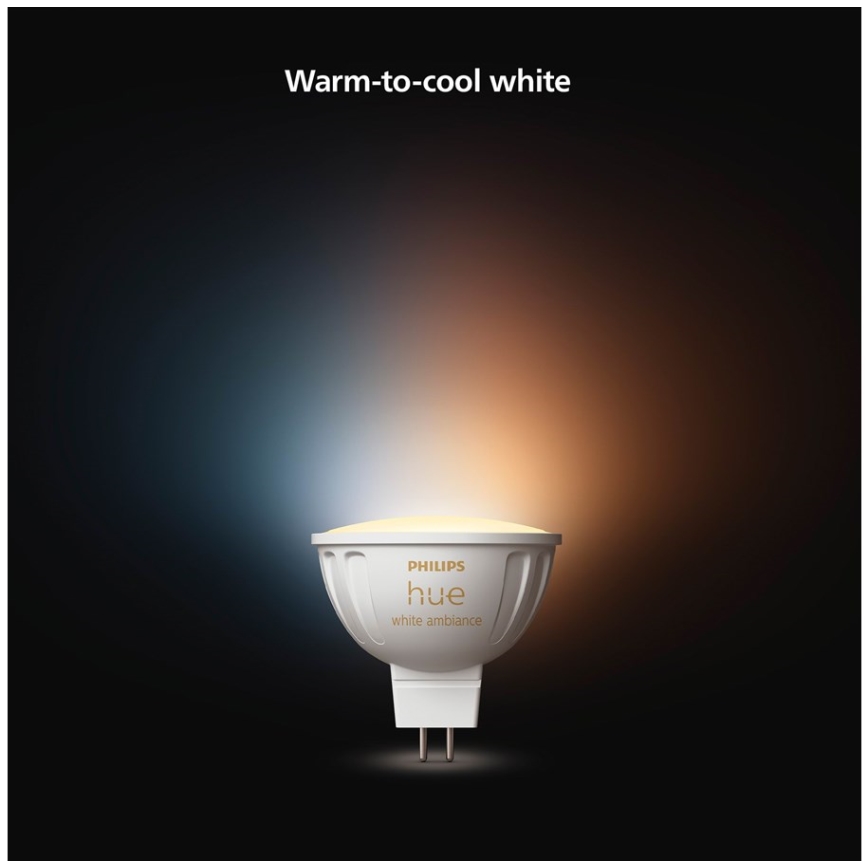 4er-Set dimmbare LED-Leuchtmittel Philips Hue WHITE AMBIANCE GU5,3/MR16/5,1W/12V 2200-6500K