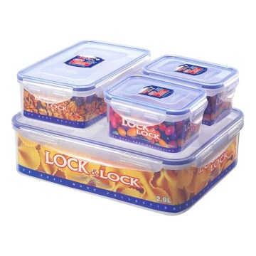 4er-Set Vorratsdosen LOCK 0,47/1/3,9 l, blau/transparent