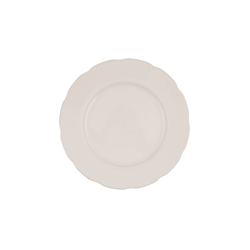 54-teiliges Porzellan-Tafelservice, Weiß/Silber/Elfenbein