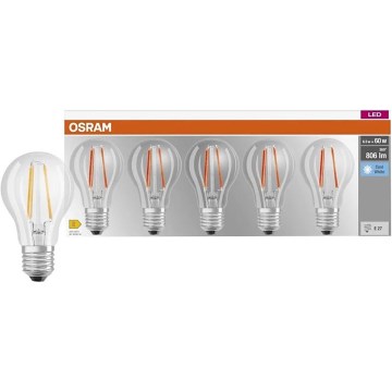 5er-Set LED-Lampe BASE CLASSIC FILAMENT A60 E27/7W/230V 4000K - Osram