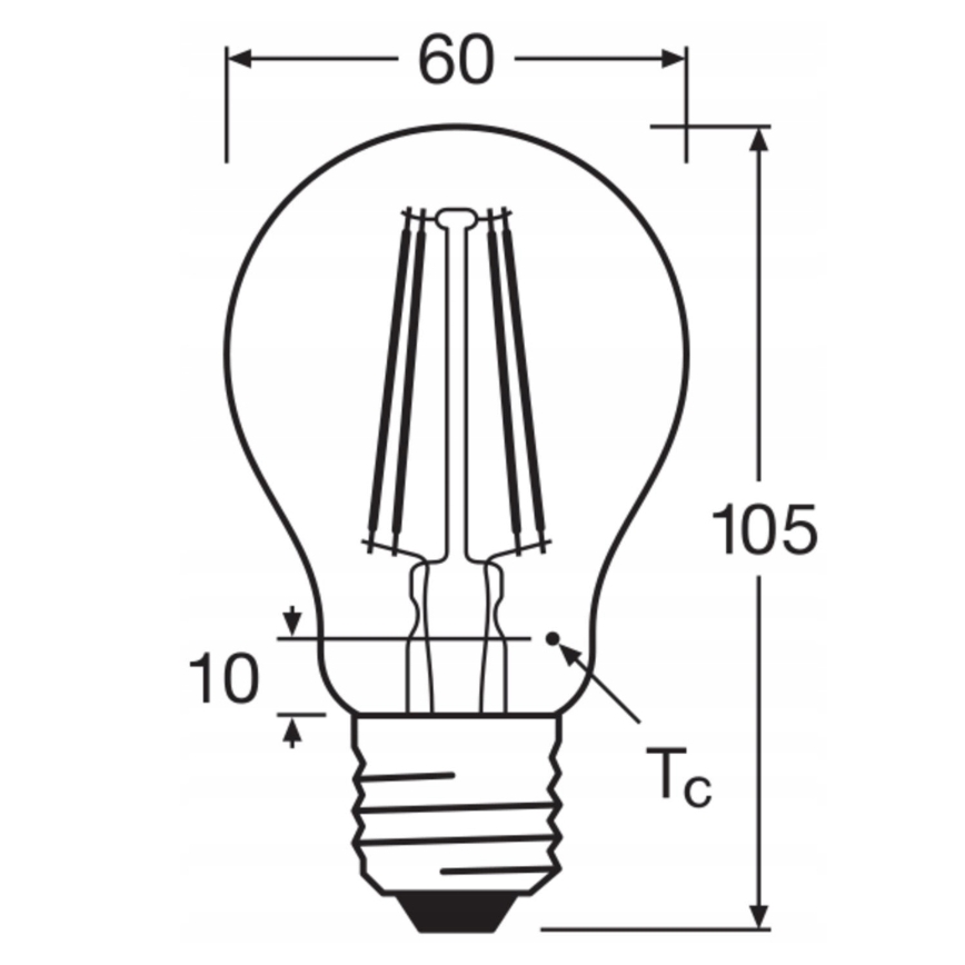 5er-Set LED-Lampe BASE CLASSIC FILAMENT A60 E27/7W/230V 4000K - Osram