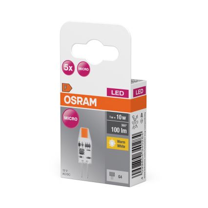5er-Set LED-Leuchtmittel PIN MICRO G4/1W/12V 2700K - Osram