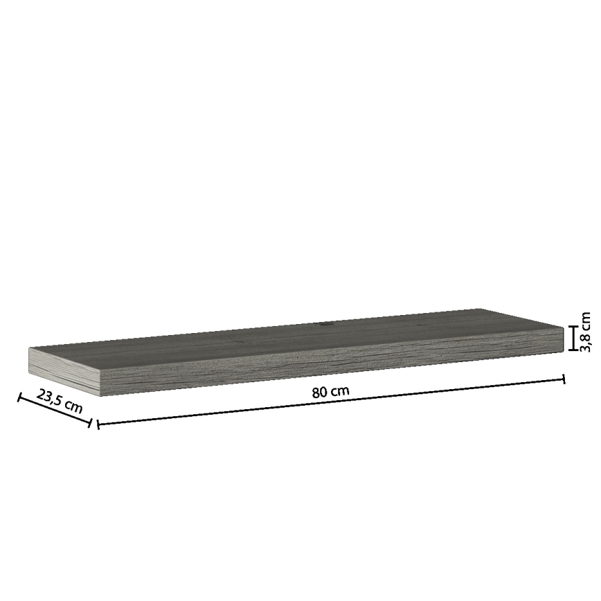 5five - Wandregal HYLE 80x24 cm graue Eiche