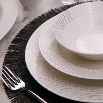 62-teiliges Speiseservice, weiß/silber, Porzellan