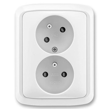 ABB 5513A-C02357 B - Doppelsteckdose für den Haushalt mit Rahmen TANGO 250V weiß