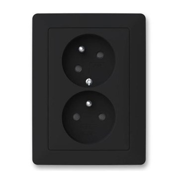 ABB 5513T-C02157 237 - Doppelsteckdose für den Haushalt mit Rahmen ZONI 250V matt schwarz