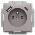 ABB 5569T-A32357 244 - Rahmenlose Haushaltssteckdose ZONI 250V 1xUSB A+C greige