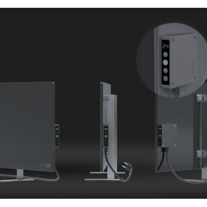 AENO - Elektrisches Smart-Infrarot-Panel mit LED-Anzeige 700W Timer/Thermostat IP44 Wi-fi grau