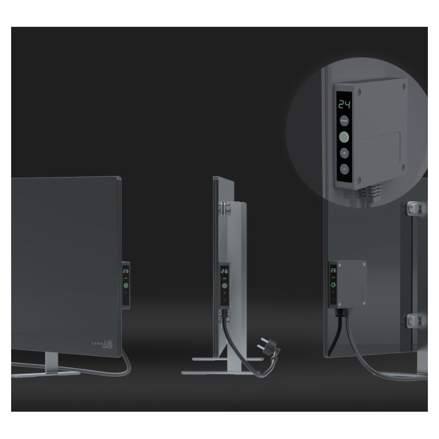 AENO - Elektrisches Smart-Infrarot-Panel mit LED-Anzeige 700W Timer/Thermostat IP44 Wi-fi grau