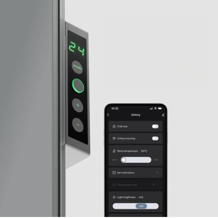AENO - Elektrisches Smart-Infrarot-Panel mit LED-Anzeige 700W Timer/Thermostat IP44 Wi-fi grau