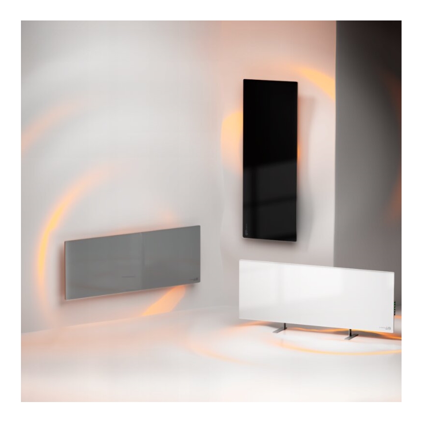 AENO - Elektrisches Smart-Infrarot-Panel mit LED-Anzeige 700W Timer/Thermostat IP44 Wi-fi grau