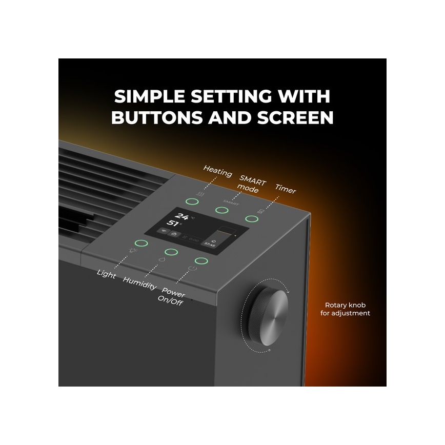 AENO - Intelligenter elektrischer Direktheizer/Konvektor 1000/2000W schwarz