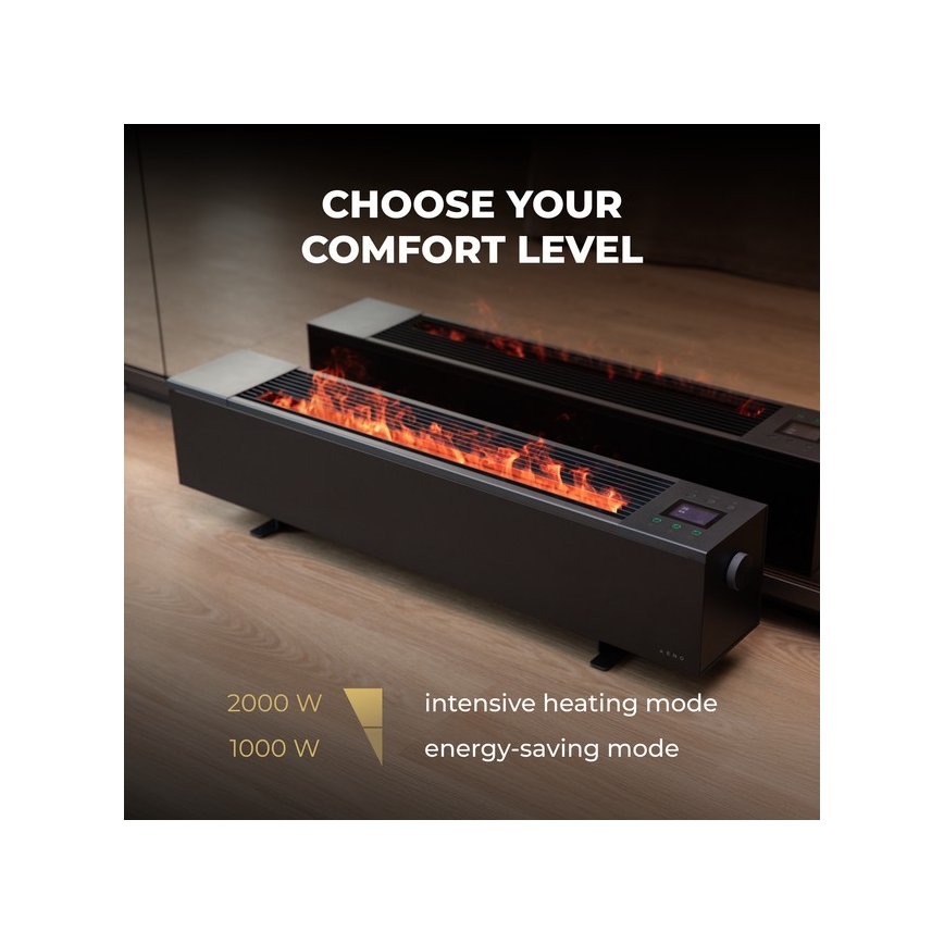 AENO - Intelligenter elektrischer Direktheizer/Konvektor 1000/2000W schwarz