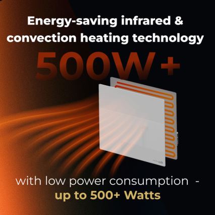 AENO - Intelligentes elektrisches Infrarotpaneel 500W mit Zeitschaltuhr/Thermostat, Wi-Fi, Weiß