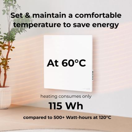 AENO - Intelligentes elektrisches Infrarotpaneel 500W mit Zeitschaltuhr/Thermostat, Wi-Fi, Weiß