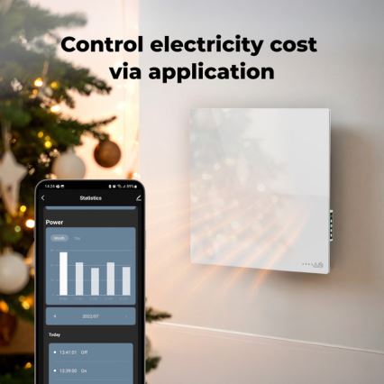 AENO - Intelligentes elektrisches Infrarotpaneel 500W mit Zeitschaltuhr/Thermostat, Wi-Fi, Weiß