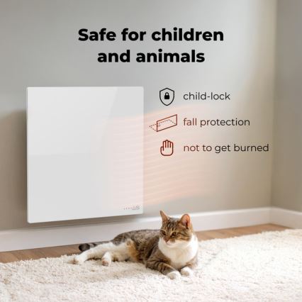 AENO - Intelligentes elektrisches Infrarotpaneel 500W mit Zeitschaltuhr/Thermostat, Wi-Fi, Weiß