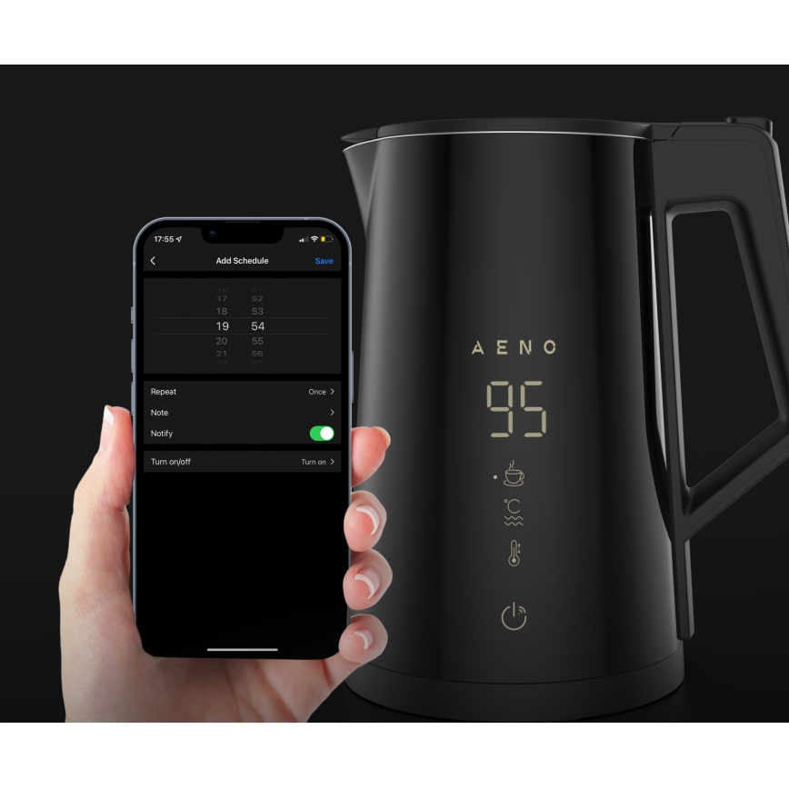 AENO - Intelligenter Wasserkocher mit LED-Display 1,7 l 2200W/230V schwarz