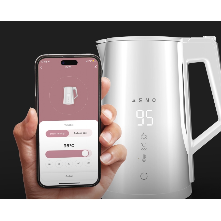 AENO - Intelligenter Wasserkocher mit LED-Display 1,7 l 2200W/230V weiß