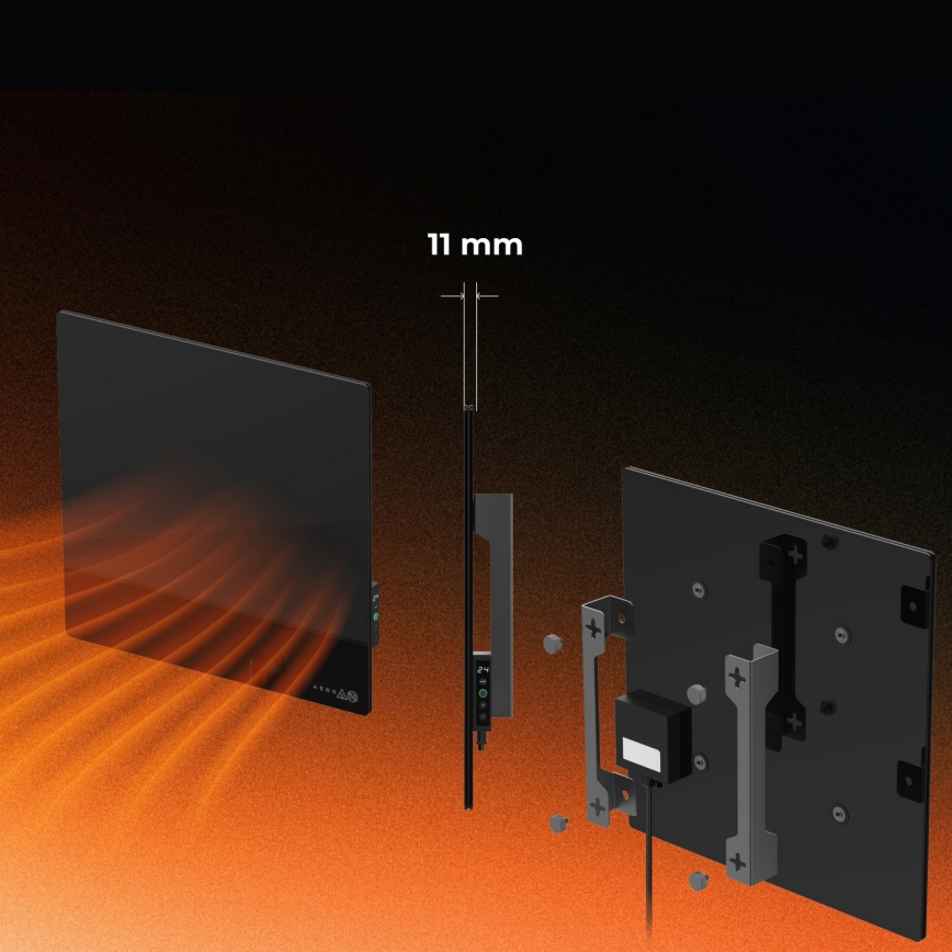AENO - Smartes elektrisches Infrarot-Heizpaneel 500 W mit Timer/Thermostat, Wi-Fi, schwarz