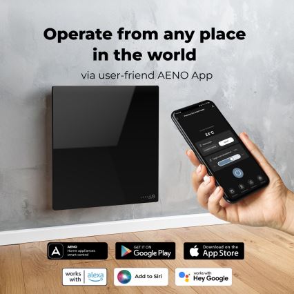 AENO - Smartes elektrisches Infrarot-Heizpaneel 500W Timer/Thermostat Wi-Fi weiß