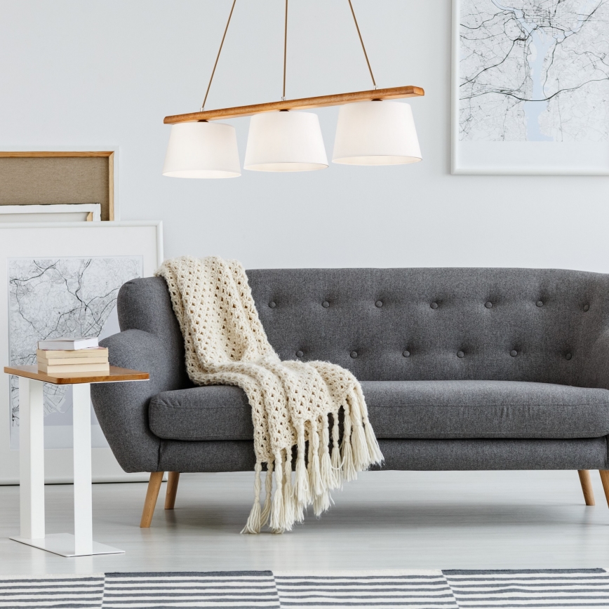 Deckenleuchte an Kabel AIDA 3xE27/60W/230V Eiche