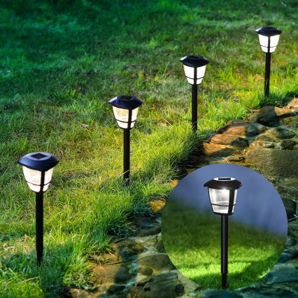 Aigostar - 12er-Set LED-Solarleuchte LED/0,06W/2V 33,8 cm 6500K 100 mAh IP44 schwarz