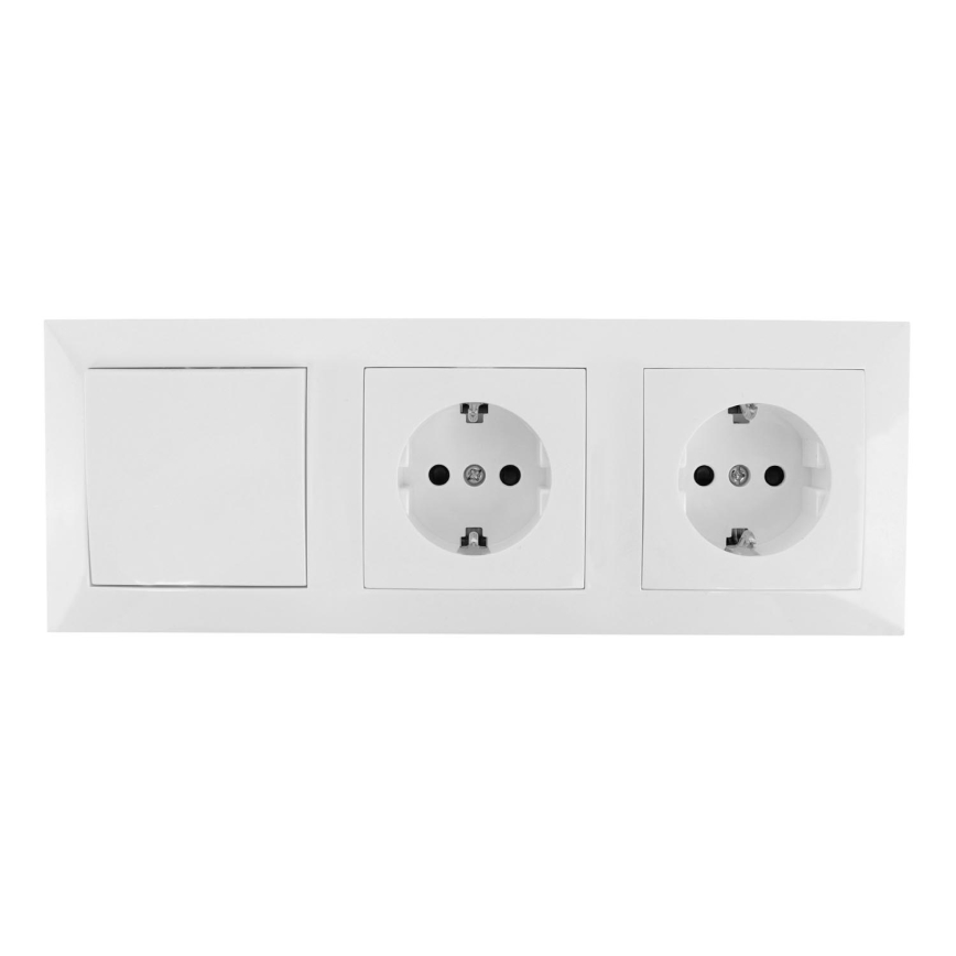Aigostar - 2er-Set Haushaltssteckdosen mit Schalter 2x16A/250V SCHUKO