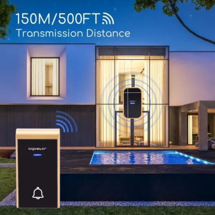 Aigostar - SET 2x kabellose Türklingel für Steckdose 230V/12V IP44 schwarz/kupferfarben