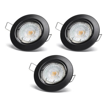Aigostar - 3er-Set LED-Einbauleuchte 1x GU10/4,5W/230V 6500K schwarz