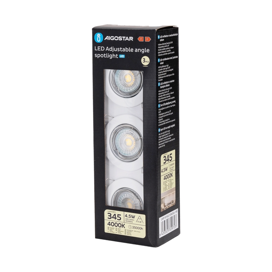 Aigostar - 3er-Set LED-Einbauleuchte 1xGU10/4,5W/230V 4000K weiß