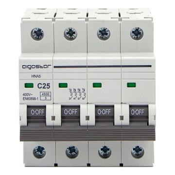 Aigostar - 4-poliger Leitungsschutzschalter 4P-25A-C 400V