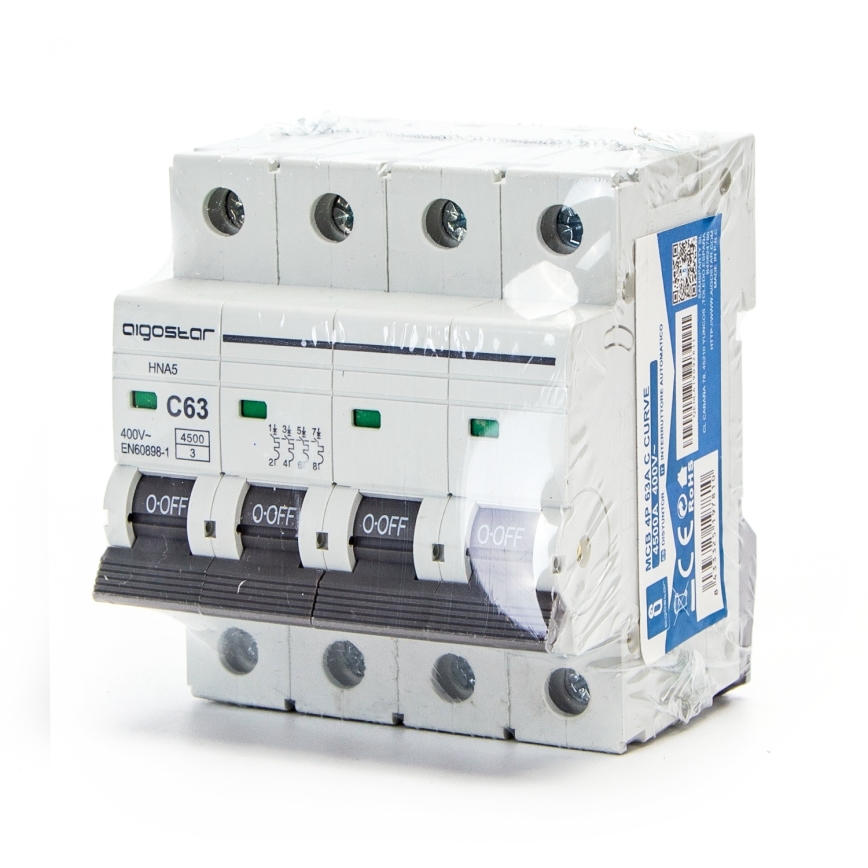 Aigostar - 4-poliger Leitungsschutzschalter 4P-63A-C 400V