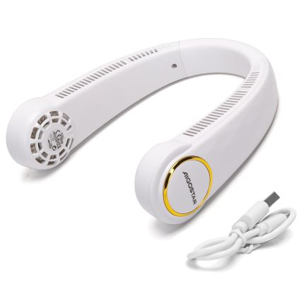 Aigostar - Aufladbarer Nackenventilator 4W/5V 2000mAh weiß