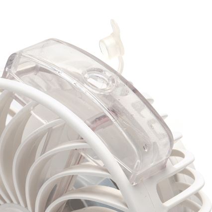 Aigostar - Aufladbarer Tischventilator mit Klemme 2W/5V 2400mAh USB weiß