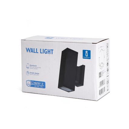 Aigostar - Außenwandleuchte 2x GU10 / 230 V IP65, schwarz, eckig