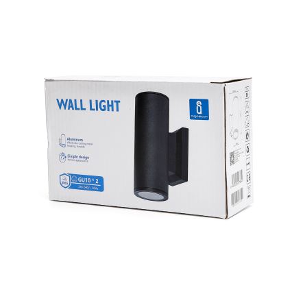 Aigostar - Außenwandleuchte 2xGU10/35W/230V IP65 schwarz rund