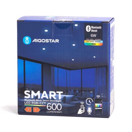 Aigostar - Dimmbare LED-RGBW-Einbauleuchte für Badezimmer MESH Smart LED/6W/230V 2700-6500K IP44