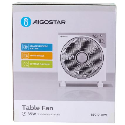Aigostar - Standventilator 35W/230V Ø 30 cm weiß/grau