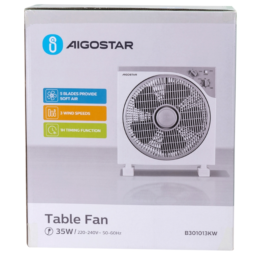 Aigostar - Standventilator 35W/230V Ø 30 cm weiß/grau