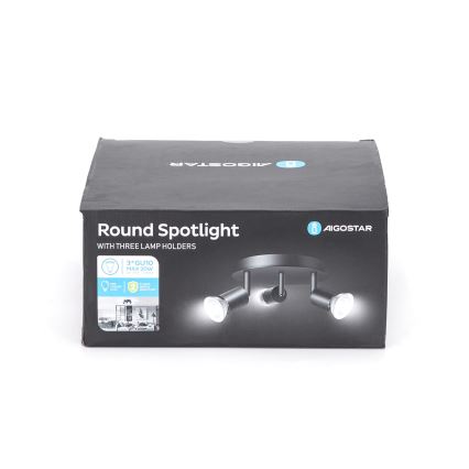 Aigostar - Deckenspot 3xGU10/60W/230V, schwarz