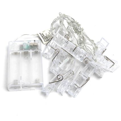 Aigostar - Dekorative LED-Kette mit Klammern 20xLED/3xAA 3,3m warmweiβ