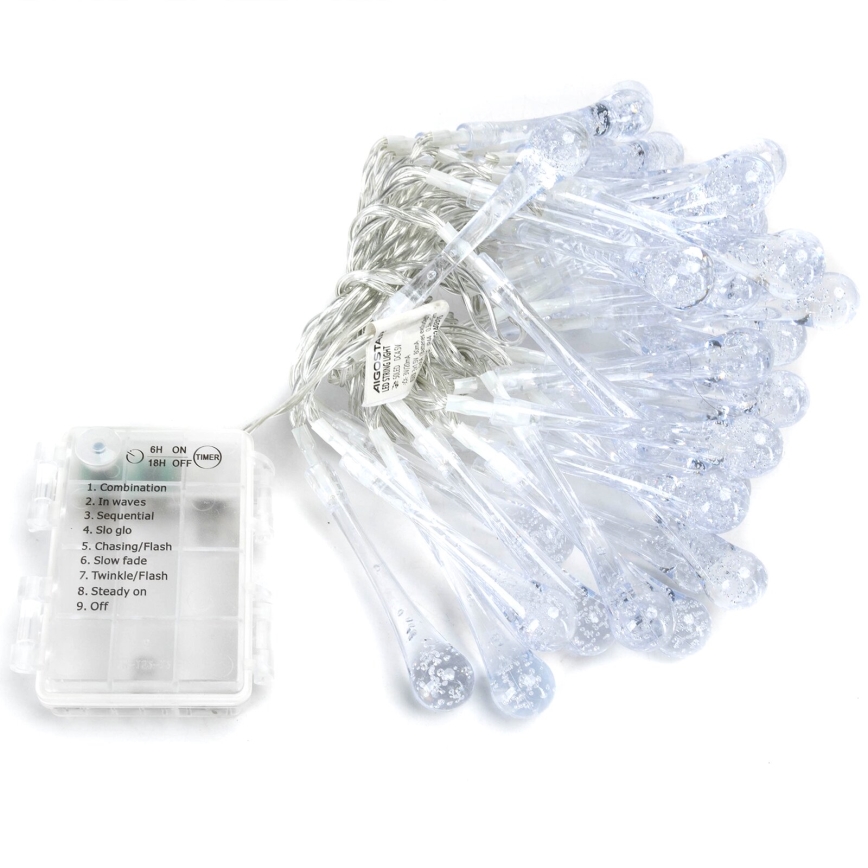 Aigostar - Dekorative LED-Outdoor-Lichterkette 50xLED/8 Funktionen 5,3m IP44 kaltweiß